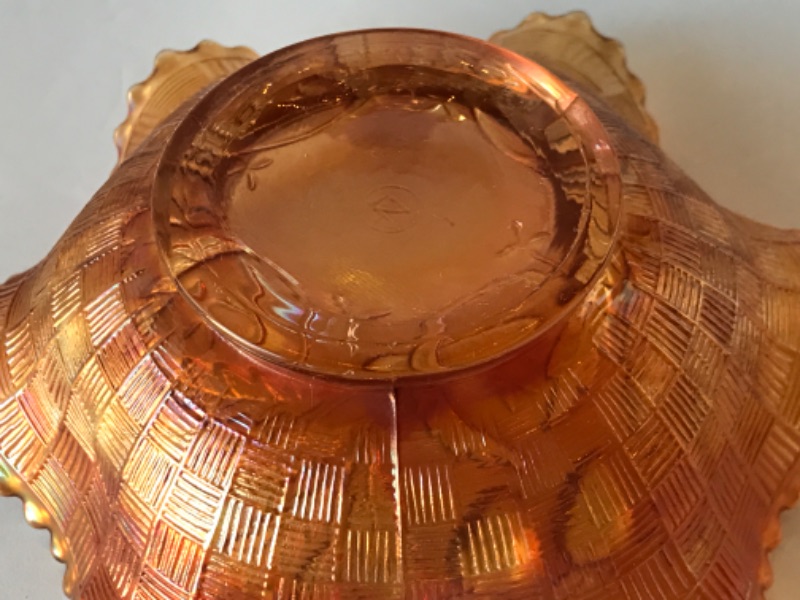 Photo 1 of CARNIVAL GLASS LEAF PATTERN CANDY DISHES