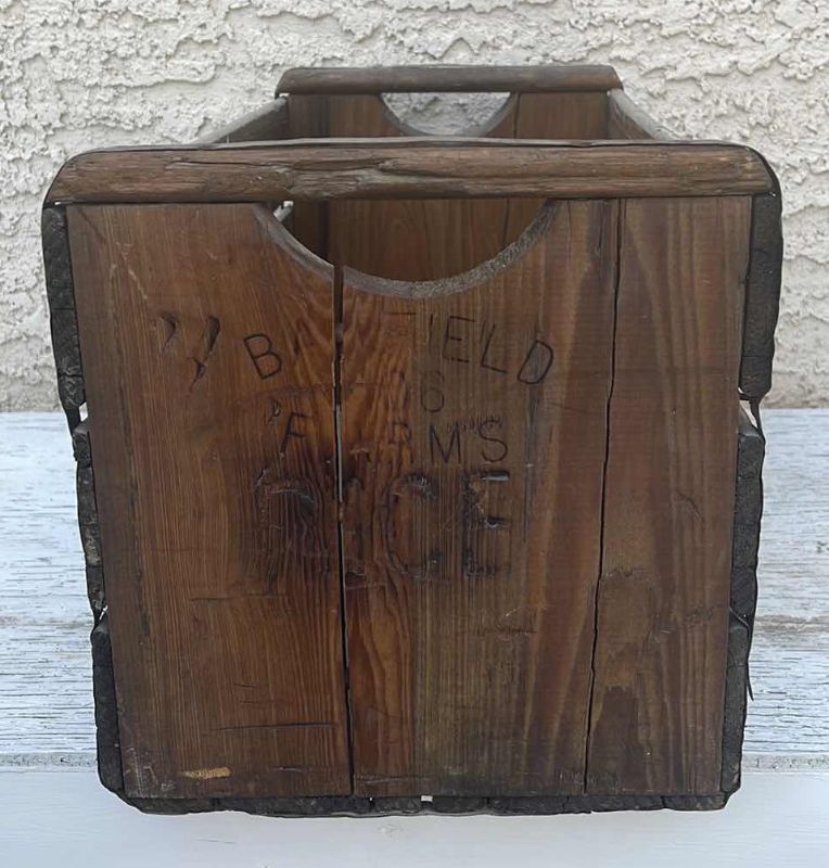 Photo 1 of ANTIQUE BARFIELD FARMS RICE BOX  24”x12”x12"