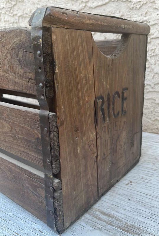 Photo 3 of ANTIQUE BARFIELD FARMS RICE BOX  24”x12”x12"