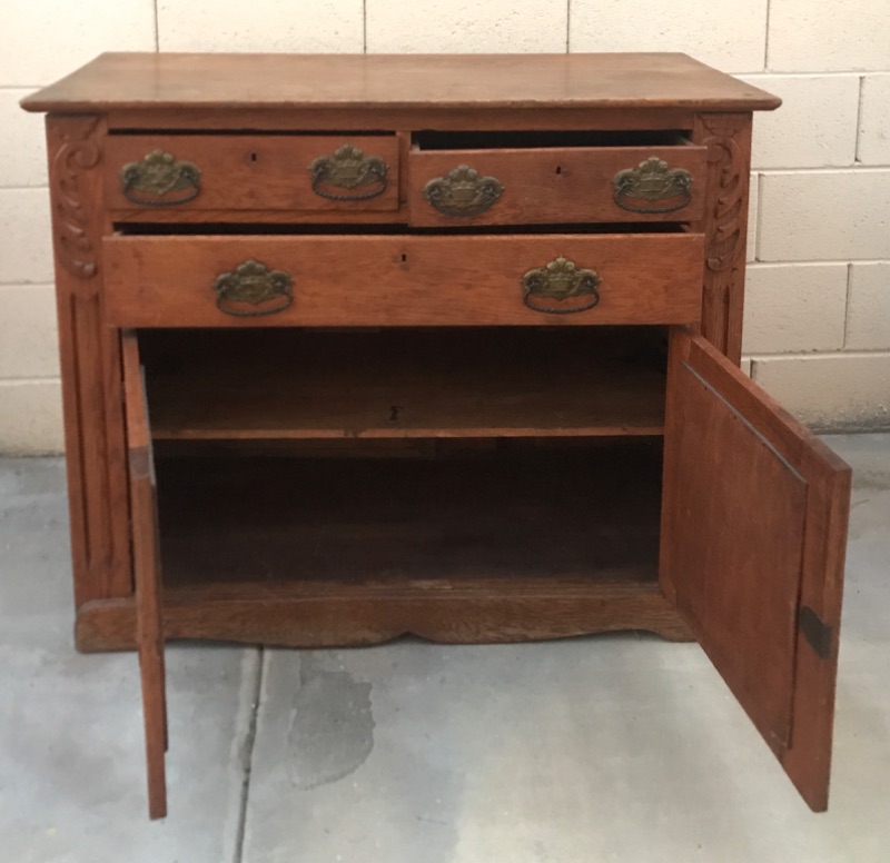 Photo 2 of EARLY 19TH CENTURY RUSTIC SIDE BOARD CABINET 42”x 19”x 35”