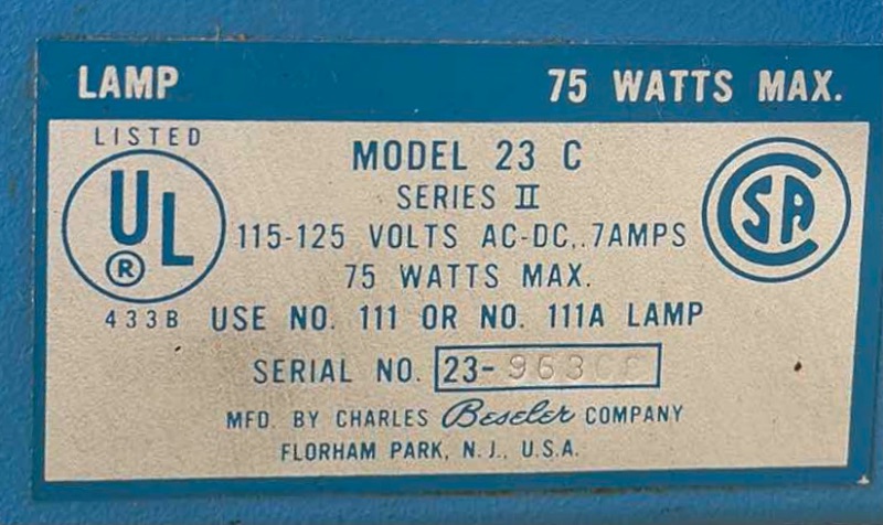 Photo 1 of VINTAGE BESELER MODEL  23C SERIES  II BLUE DARKROOM PHOTO ENLARGER 1960s 