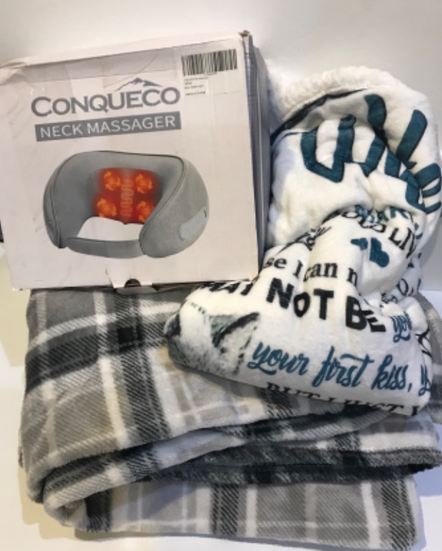 Photo 1 of CONQUECO NECK MASSAGER AND COZY BLANKETS