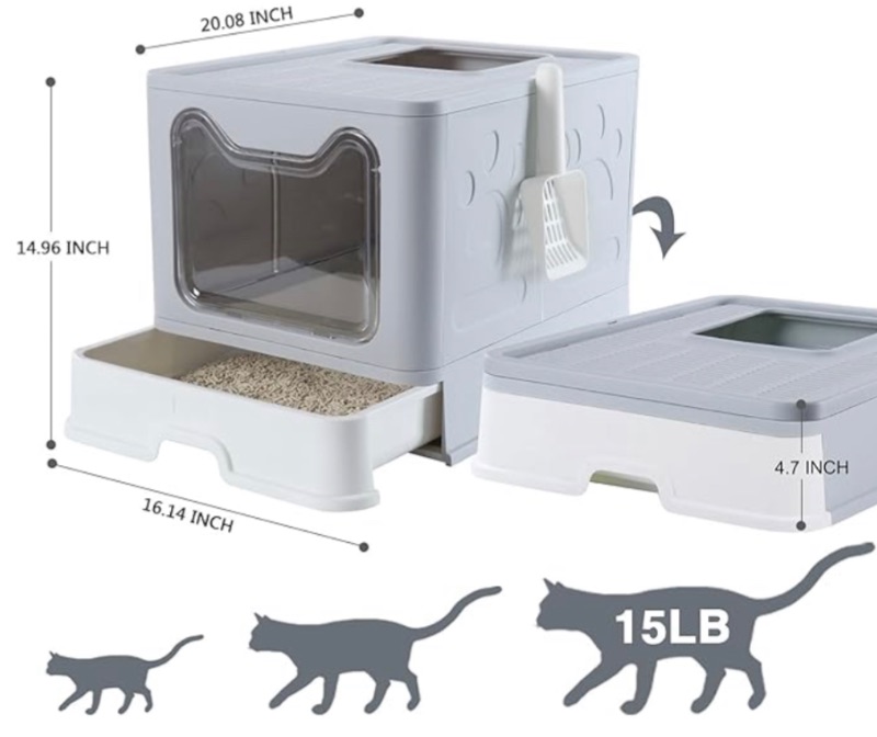 Photo 1 of HOOPCAT FOLDABLE INDOOR ENCLOSED LARGE CAT LITTER BOX 19”x 16”x 17”