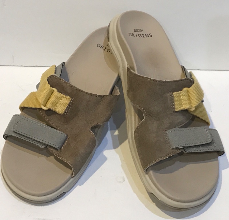 Photo 1 of EARTHLY ORIGINS SUEDE SPORT SLIDE SANDALS VARA CREAM SIZE 8