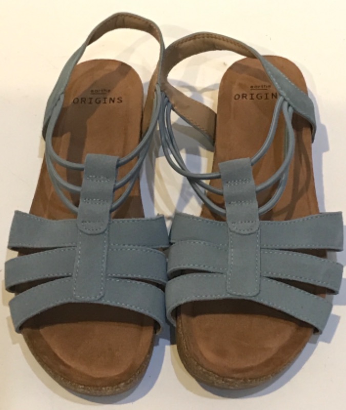 Photo 1 of EARTH ORIGINS LEATHER SLING-BACK SANDALS LANEY MOROCCAN BLUE SIZE 8.5”