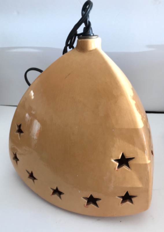 Photo 1 of VINTAGE SWAG LAMP STAR DESIGN AND ORANGE HUE 