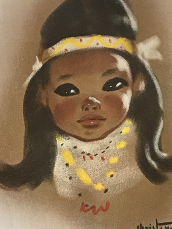 Photo 2 of FRAMED OIL ON CANVAS NATIVE AMERICAN CHILD SIGNED BY ARTIST 17”x 20”