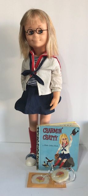 Photo 3 of VINTAGE CHARMIN CHATTY CATHY DOLL GLASSES & RECORDS BLONDE HAIR 24” TALL