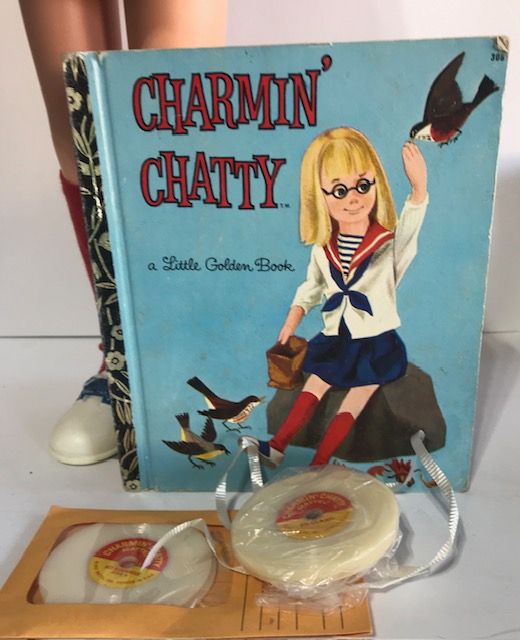 Photo 2 of VINTAGE CHARMIN CHATTY CATHY DOLL GLASSES & RECORDS BLONDE HAIR 24” TALL