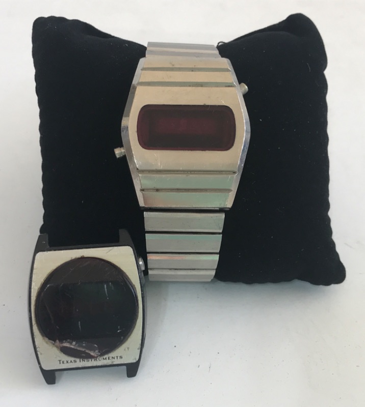 Photo 1 of VINTAGE BENRUS MENS RED LED DIGITAL WRIST WATCH & 1970’S TEXAS INSTRUMENT WRIST WATCH