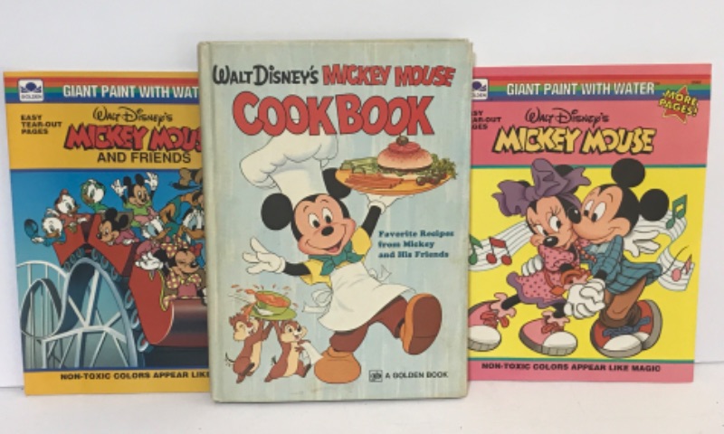 Photo 1 of VINTAGE WALT DISNEY’S  MICKEY MOUSE COOKBOOK / MICKEY MOUSE AND FRIENDS PAINT WITH WATER BOOKS