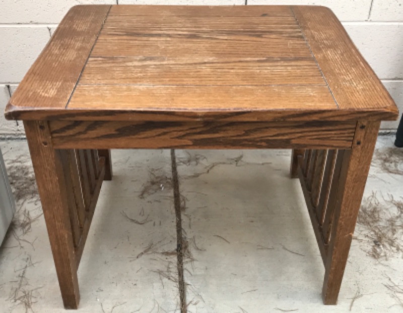 Photo 2 of SOLID WOOD SIDE TABLE 28”x24”x22”