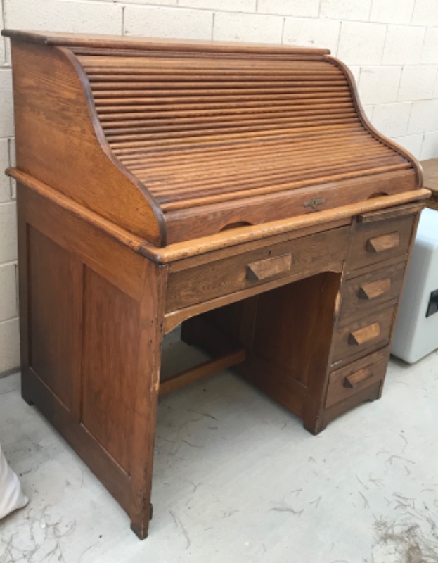 Photo 5 of VINTAGE SOLID WOOD ROLLTOP DESK 42”x30”x45”