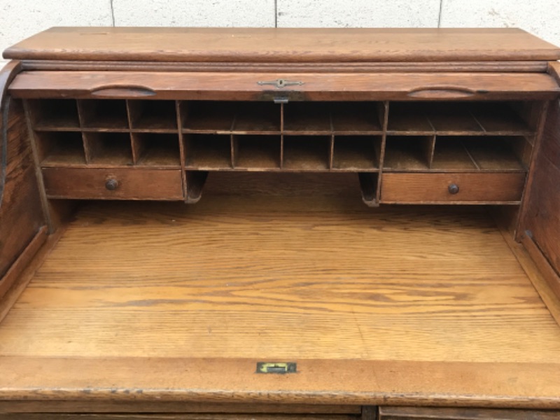 Photo 3 of VINTAGE SOLID WOOD ROLLTOP DESK 42”x30”x45”