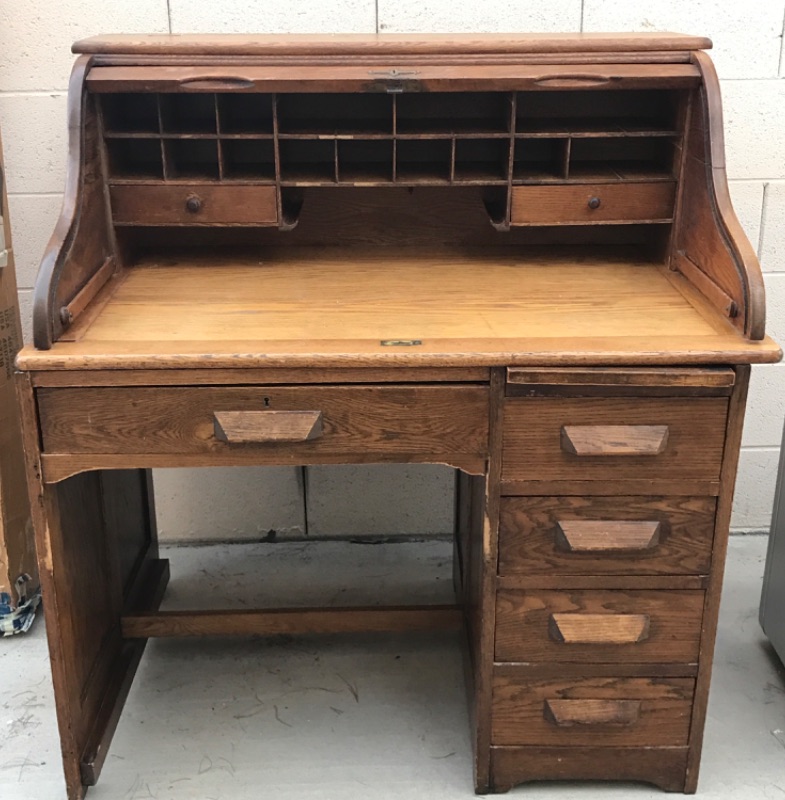 Photo 4 of VINTAGE SOLID WOOD ROLLTOP DESK 42”x30”x45”