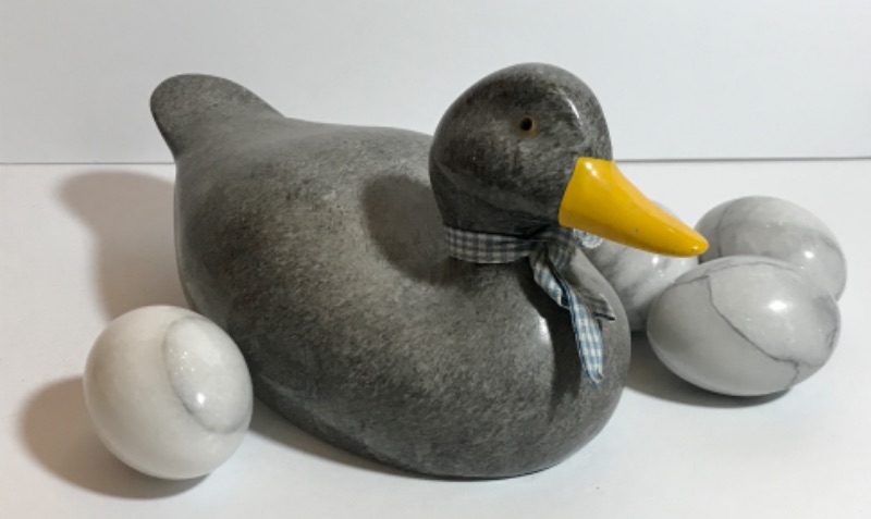 Photo 1 of ENESCO DESIGNS DUCK WITH WHITE MARBLE EGGS - MORE OF THIS COLLECTION IN AUCTION