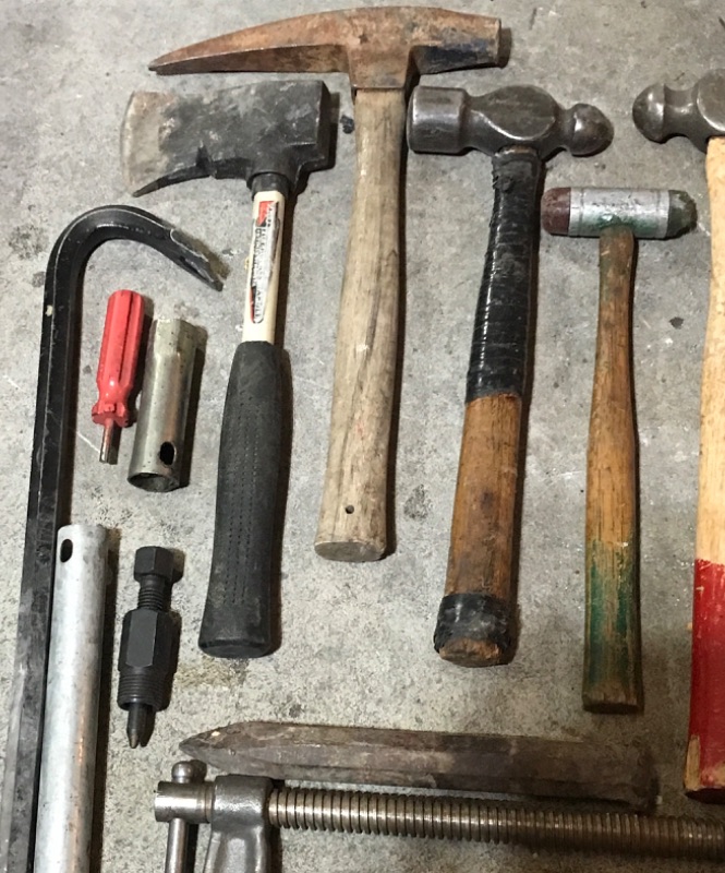 Photo 3 of COLLECTION OF HAND TOOLS BALL PING HAMMER / C- CLAMP / HACHET AND MORE