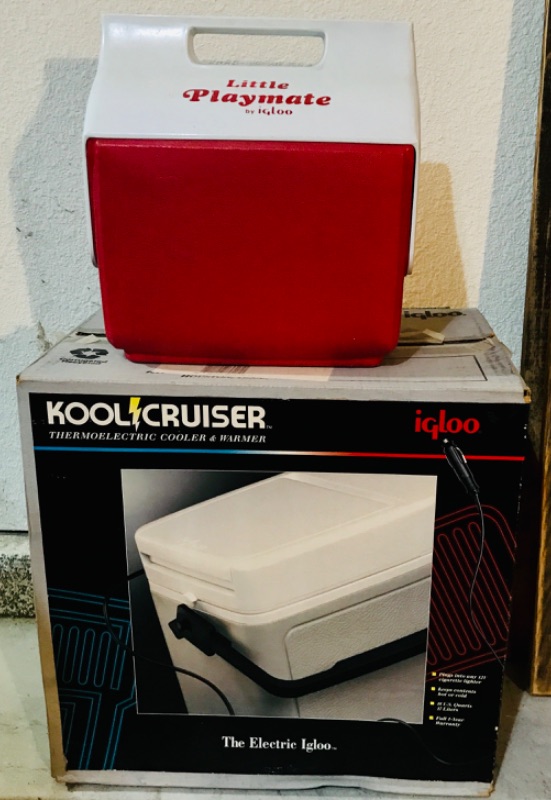 Photo 1 of IGLOO KOOL CRUISER THERMOELECTRIC COOLER & WARMER W/ ORIGINAL BOX AND LITTLE PLAYMATE COOLER 