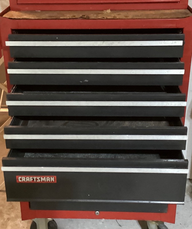 Photo 7 of VINTAGE CRAFTSMAN 2PIECE ROLLING TOOL BOX TOP 26”x 12”x 19” / BOTTOM 29”x 18”x 35”