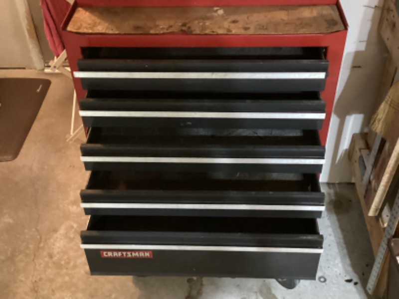 Photo 2 of VINTAGE CRAFTSMAN 2PIECE ROLLING TOOL BOX TOP 26”x 12”x 19” / BOTTOM 29”x 18”x 35”