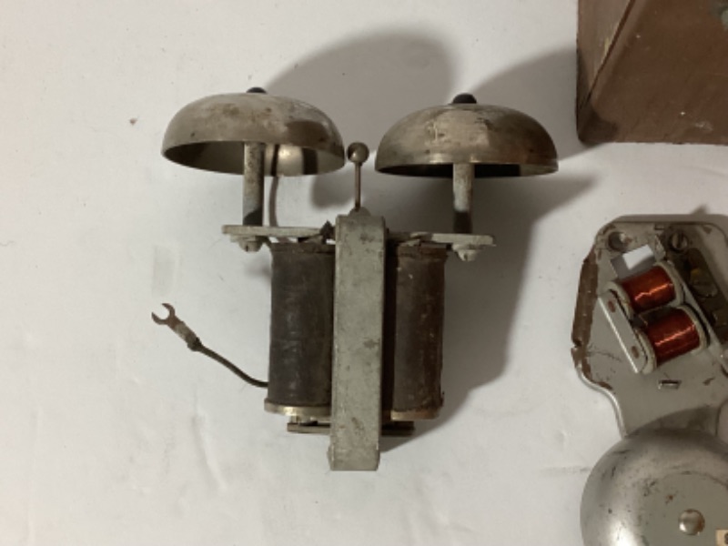 Photo 1 of VINTAGE 1920’S ALBERT PERNET TELEPHONE RINGER BOX AND BELL PARTS