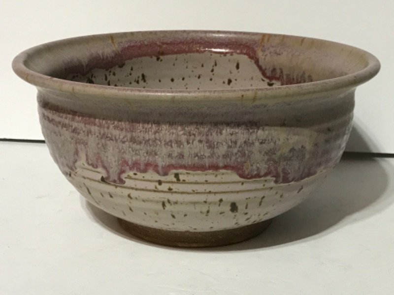 Photo 5 of SIGNED ART STONEWARE SPECKLED BOWL