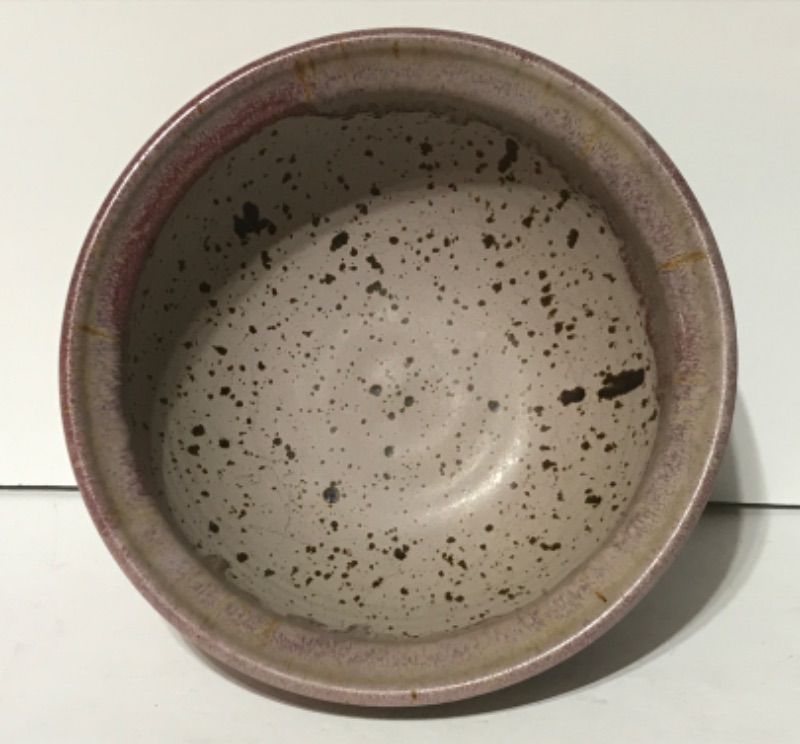 Photo 3 of SIGNED ART STONEWARE SPECKLED BOWL