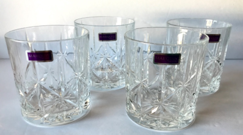 Photo 1 of WATERFORD MARQUIS DOUBLE OLD FASHIONED GLASSES MARKHAM 11 oz SET OF 4 
