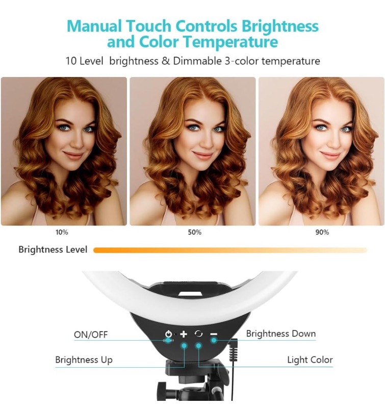 Photo 1 of SENSYNE 10” TOUCHABLE RING LIGHT W 50” EXTENDABLE TRIPOD STAND, LED CIRCLE LIGHTS W PHONE HOLDER & WIRELESS REMOTE SHUTTER, COMPATIBLE W ALL PHONES, NATURE