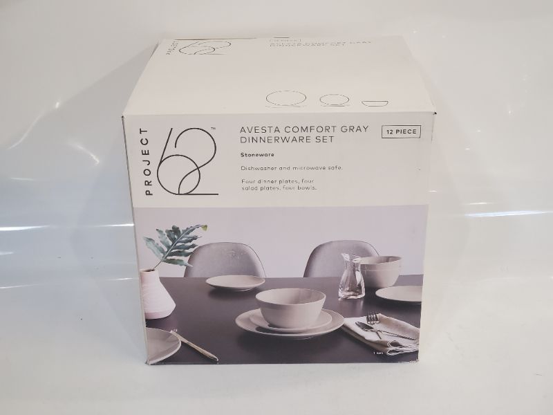 Photo 2 of 12pc Stoneware Avesta Dinnerware Set Light Gray - Project 62