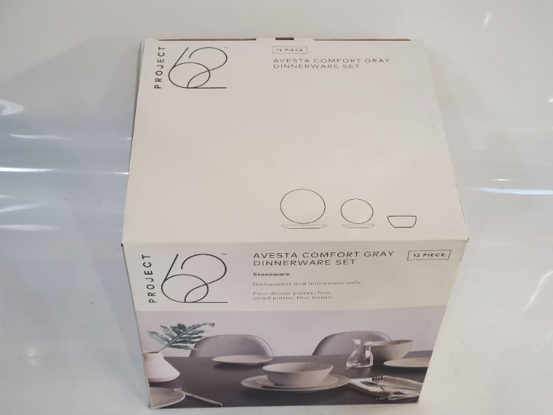 Photo 1 of 12pc Stoneware Avesta Dinnerware Set Light Gray - Project 62