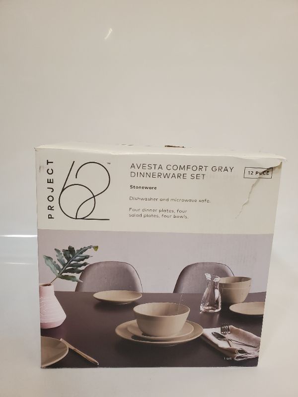 Photo 2 of 12pc Stoneware Avesta Dinnerware Set Light Gray - Project 62