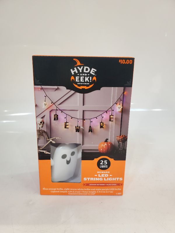 Photo 2 of 25ct LED Beware Halloween String Lights Orange/Purple - Hyde  EEK! Boutique