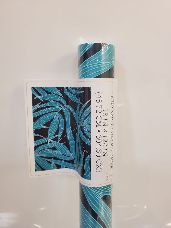 Photo 2 of 1 Roll of Removable Contact Paper -Blue Leaf Design 18" x 120" 