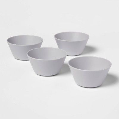 Photo 1 of 7.9oz 4pc Plastic Mini Bowls Gray - Room Essentials