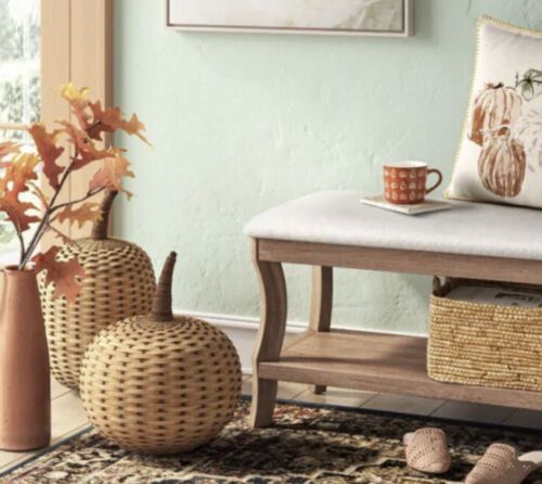 Photo 1 of Threshold - Light Woven Rattan Wicker Pumpkin Fall Decor Farmhouse