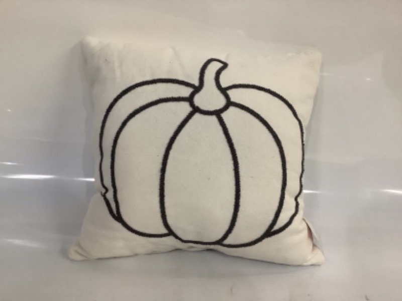 Photo 2 of Gray Pumpkin Decorative Throw Pillow 14" x 14" 
