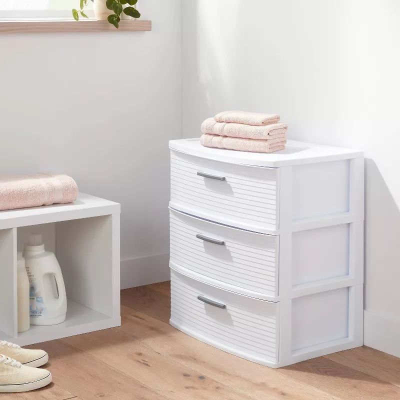 Photo 1 of 3 Drawer Wide Tower White - Brightroom - White