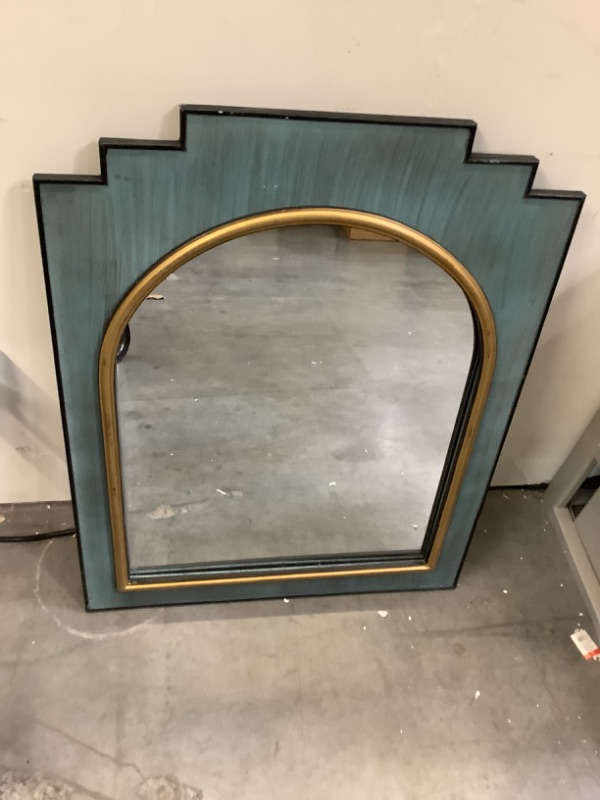 Photo 3 of  Wood and Brass Wall Mirror Blue - Opalhouse designed with Jungalow 24" x 30"