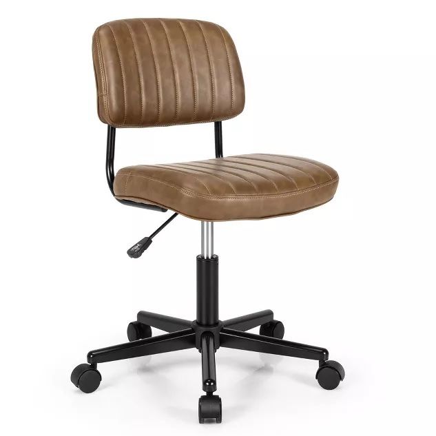 Photo 1 of Costway PU Leather Office Chair Adjustable Swivel Task Chair w/ Backrest