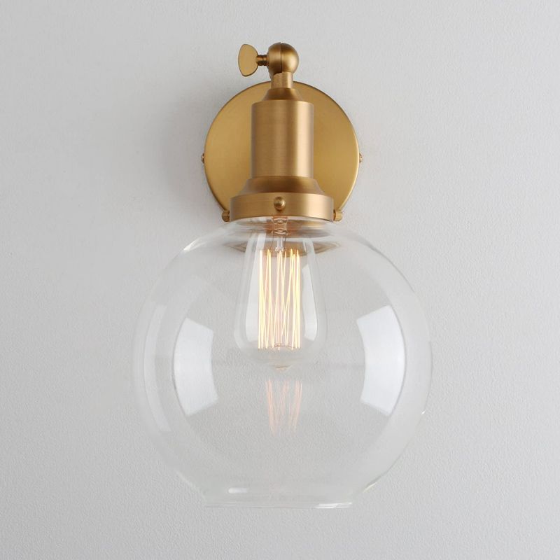 Photo 1 of PERMO Single Sconce with 7.9" Globe Round Clear Glass Shade Wall Sconce Light Lamp Fixture (Antique)