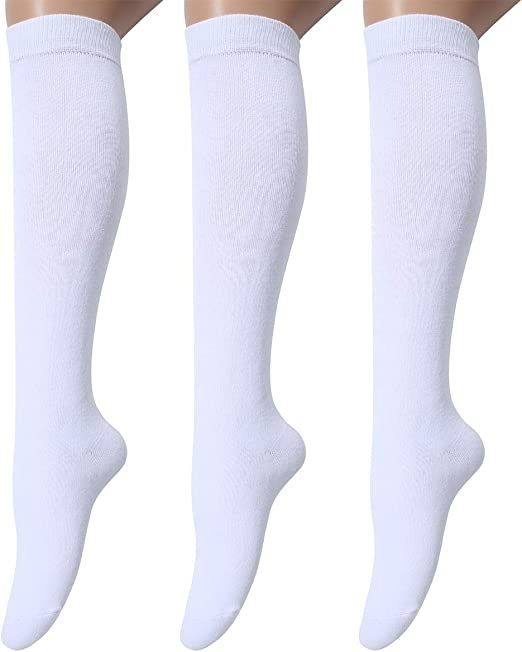 Photo 1 of 3 Pairs Women's Cotton Opaque Knee High Socks