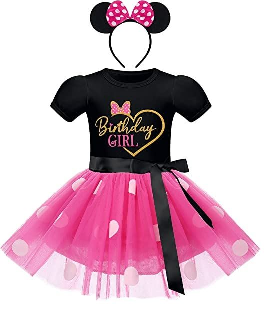 Photo 1 of Toddler Baby Girls' Polka Dots Tutu Mouse Dresses Fancy Dance Costume Cosplay Party Dress up with Ears Headband 3-4T