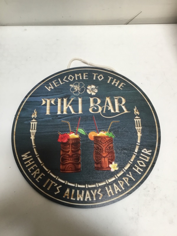 Photo 1 of Artsy Woodsy Custom Tiki Bar All Over Printed Wood Sign, Not Real Engraved or LED Sign, Summer Decor Lounge Hut Beach House Backyard Bar Grill Pool Party Patio Porch Man Cave Home Pub (01)