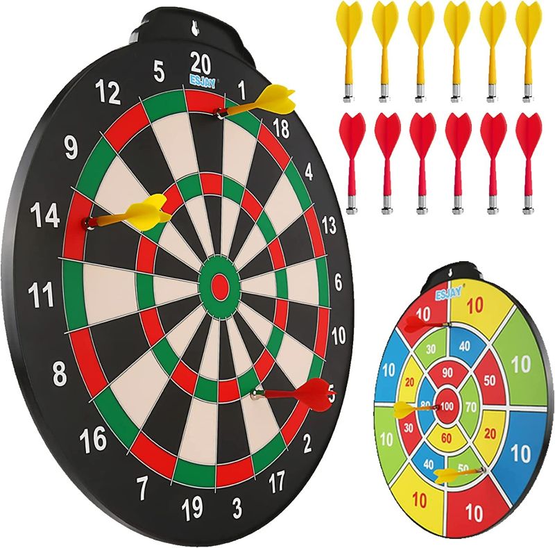 Photo 1 of 8 inch Magnetic Dart Board Set for Kids, Indoor Outdoor Game Dart Game with 12 Darts, Dartboard Toys Gifts for 6 7 8 9 10 11 12 Year Old Boys