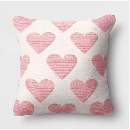 Photo 1 of Valentine's Day Textured Hearts Cotton Square Throw Pillow Ivory - Threshold