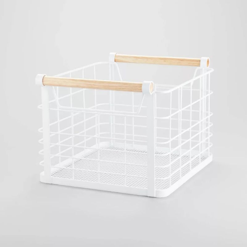 Photo 1 of Wire Natural Wood Handles Milk Crate - Brightroom