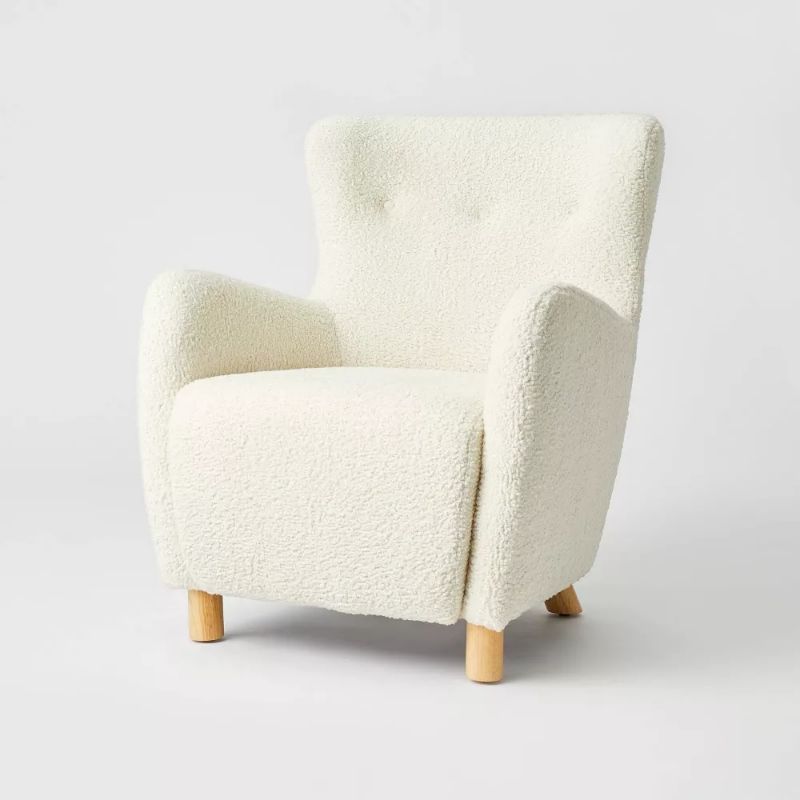 Photo 1 of Kessler Wingback Faux Sherling Accent Chair Cream - Threshold™ designed with Studio McGee