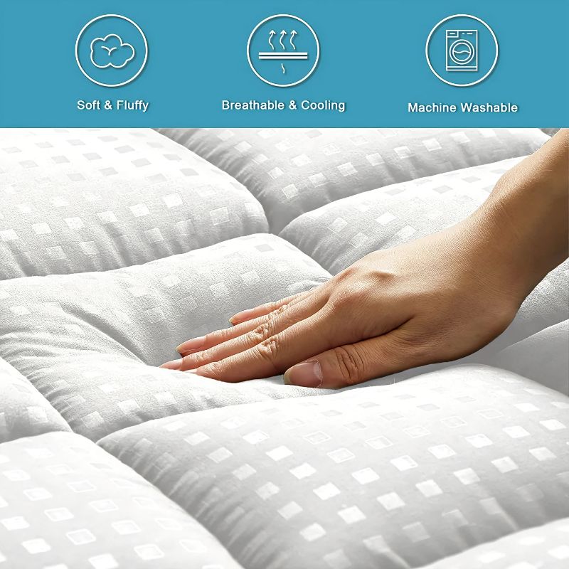 Photo 1 of Queen Mattress Pad Quilted Fitted Mattress Protector Cooling Pillow Top Mattress Cover Breathable Fluffy Soft Mattress Topper