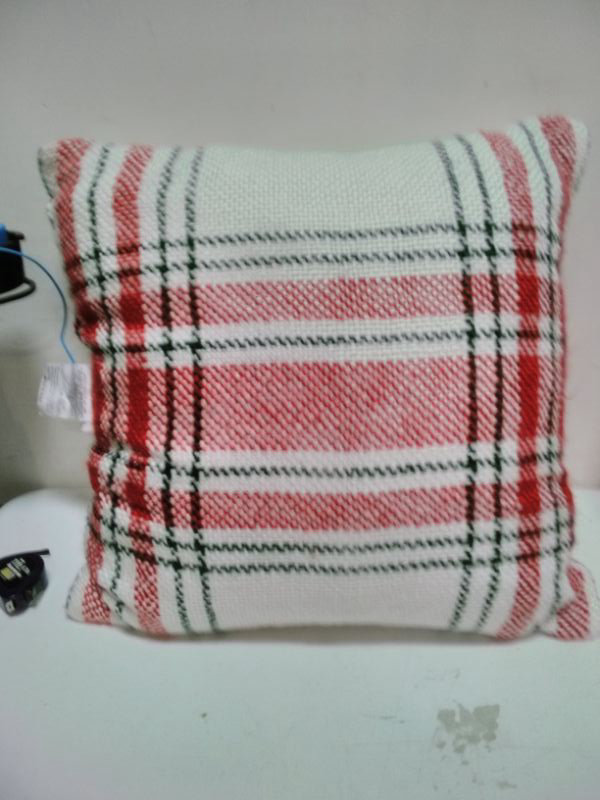 Photo 1 of 24"x24" Christmas Woven Plaid Euro Decorative Throw Pillow